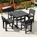 9pc Grey HDPE Table Six Armchairs Umbrella Hole