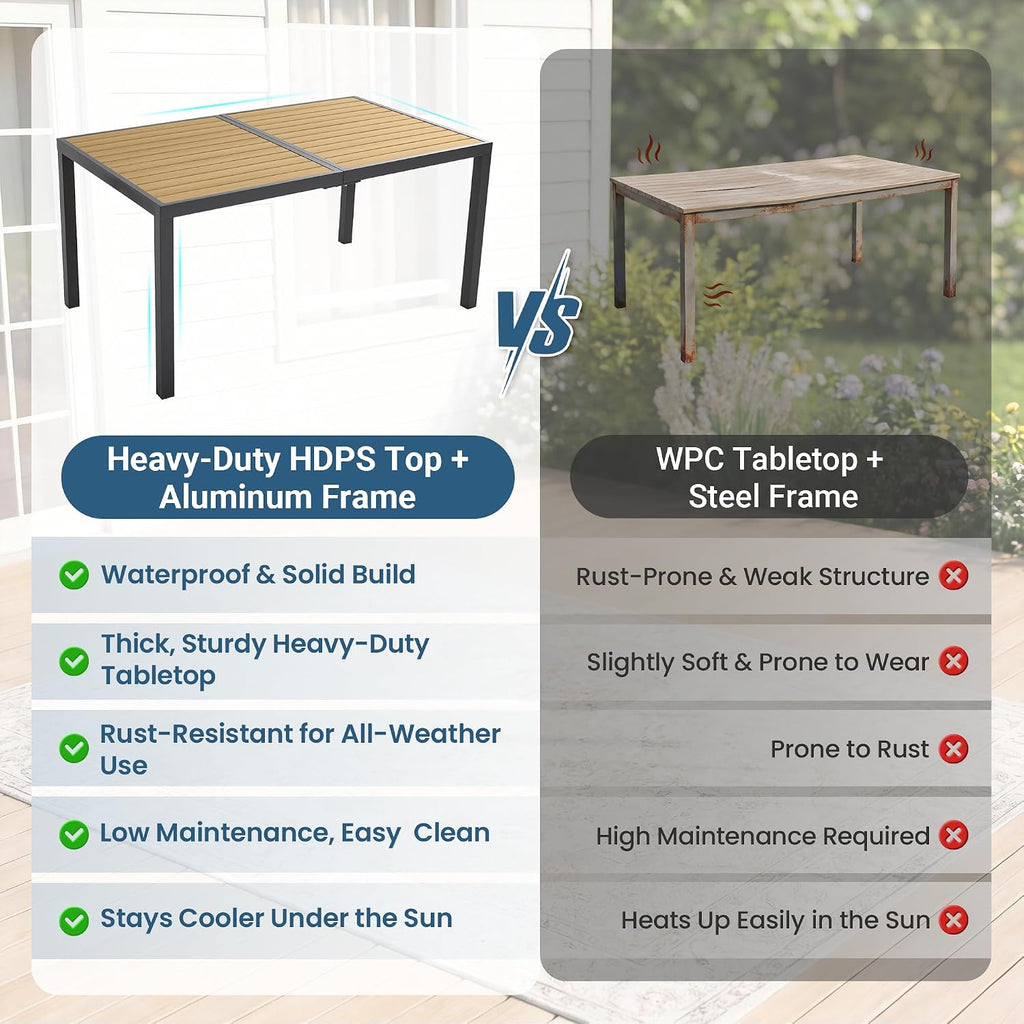 6 Seat Aluminum Table Metal Textilene Dining Set