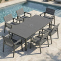 7pc HDPE Metal Dining Set Grey Umbrella Hole Chairs