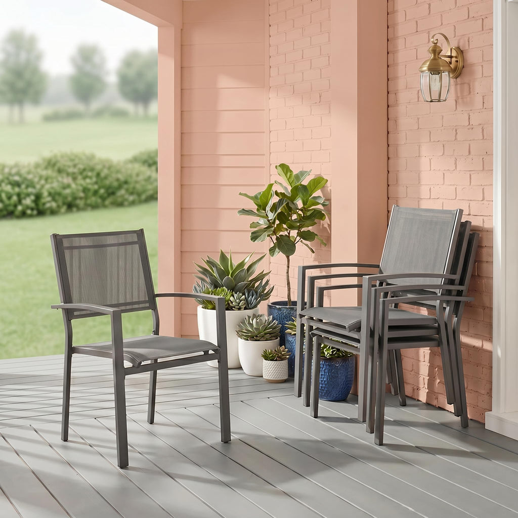 6 Seat Aluminum Table Metal Textilene Dining Set