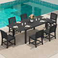 10pc Expandable Table Grey HDPE Eight Chairs Umbrella