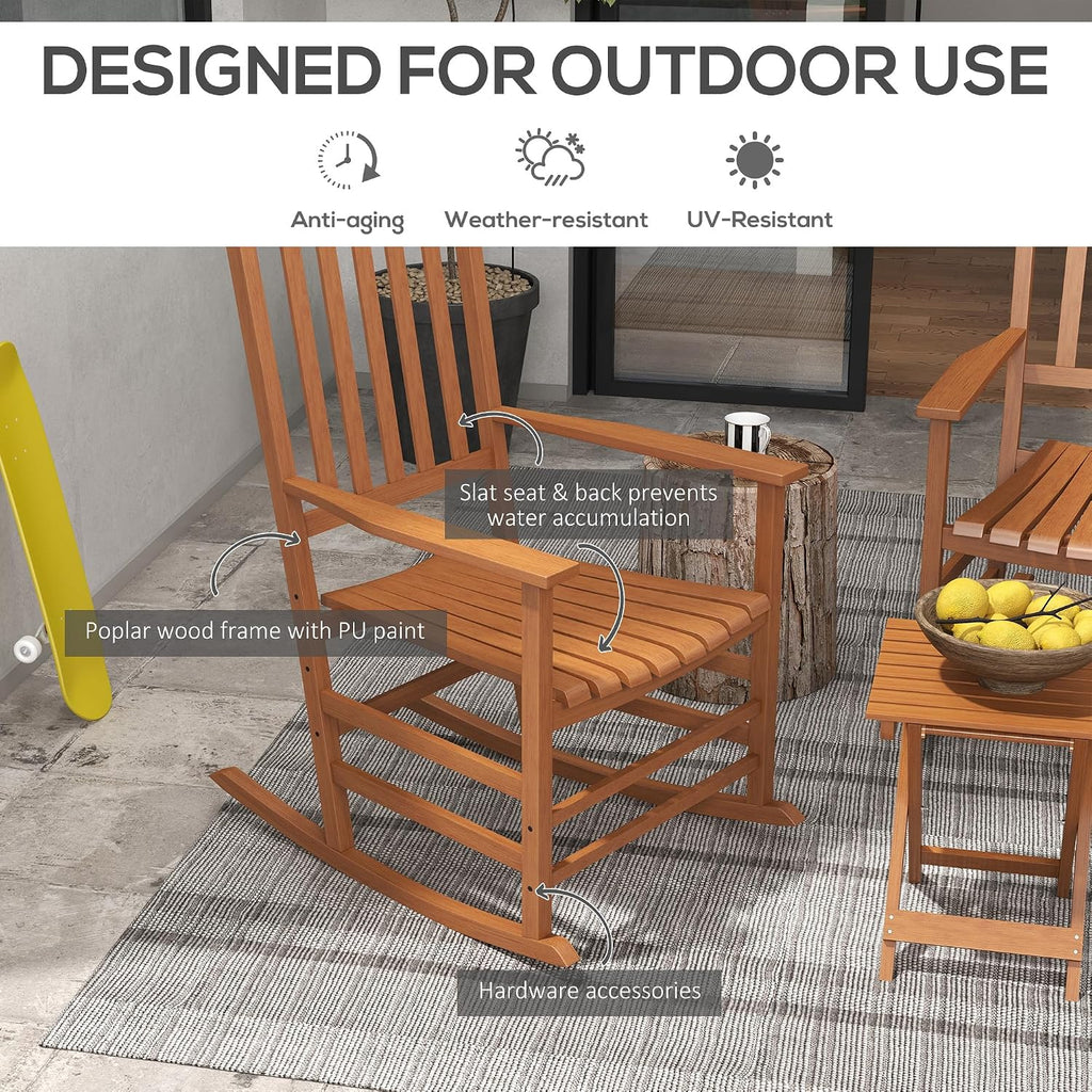 High Back Wood Rockers 2 Pack Side Table Teak