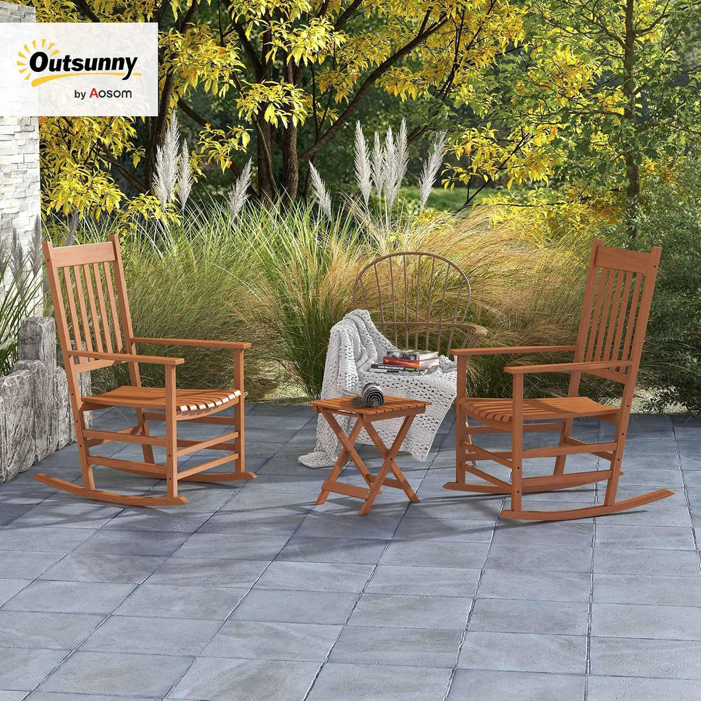 High Back Wood Rockers 2 Pack Side Table Teak