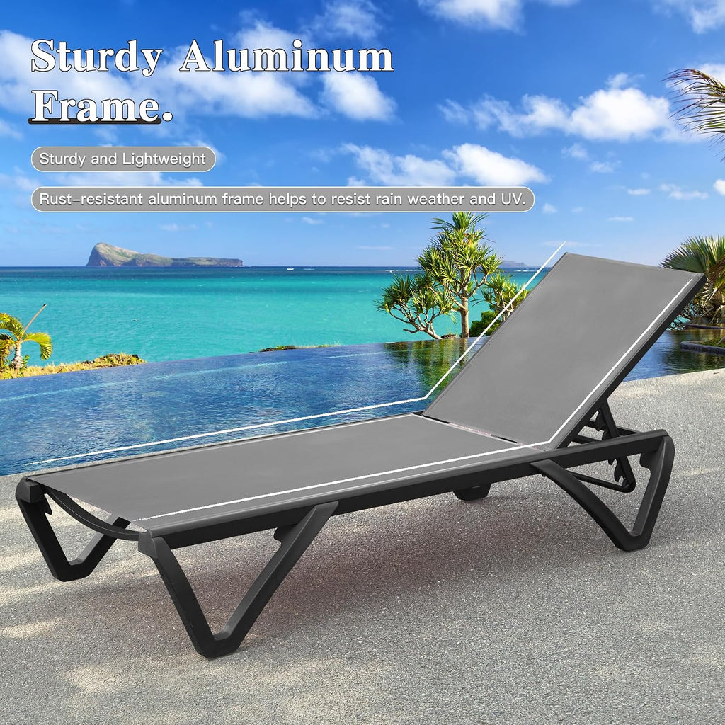 Adjustable Aluminum Textilene Pool Chaise Lounges
