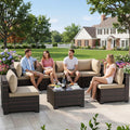 7pc Handwoven Wicker Sectional Patio Tea Table Set