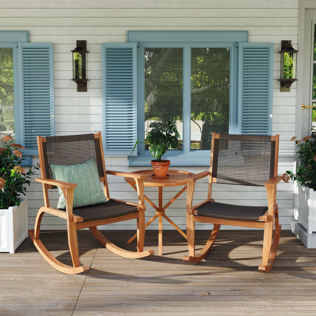 Acacia Wicker Rocking Chairs 2 Pack Heavy Duty 400lbs